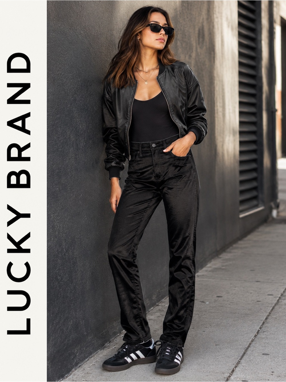 Lucky Brand Black Satin Sheen Straight Leg Jeans Size 10/30